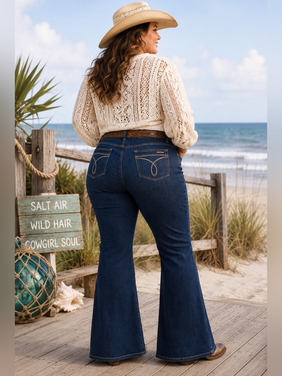 Calvin Klein Denim - Calvin Klein 24W Flare Leg Jeans Straight Fit Coastal Cowgirl Beach Rodeo Ranch